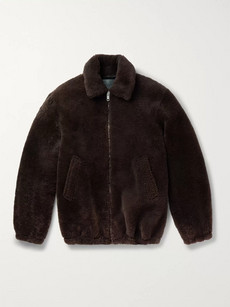 Givenchy Logo-print Shearling Jacket In Brown