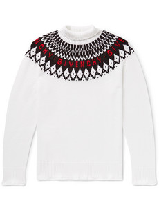GIVENCHY LOGO-INTARSIA WOOL ROLLNECK SWEATER
