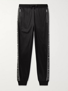 GIVENCHY TAPERED LOGO-JACQUARD FLEECE-LINED TECH-JERSEY SWEATPANTS