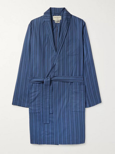 Oliver Spencer Loungewear Medway Striped Organic Cotton Robe In Blue