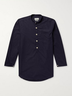 Oliver Spencer Loungewear Abbott Organic Cotton Half-placket Pyjama Shirt - Navy