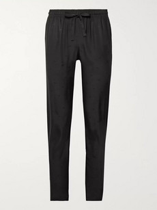 Dolce & Gabbana Piped Silk-jacquard Drawstring Trousers In Black