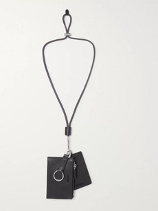 Prada Saffiano Leather And Cord Id Pouch Lanyard In Black | ModeSens
