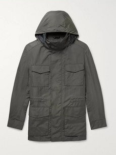 Brioni Shell Hooded Field Jacket With Detachable Quilted Gilet In Green