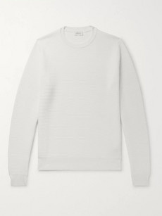 Brioni Textured Cotton And Silk-blend Sweater In White