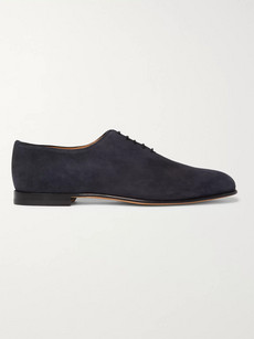 Brioni Nubuck Oxford Shoes In Navy