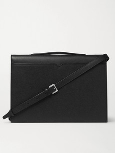 Valextra Pebble-grain Leather Briefcase In Black