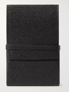Valextra Pebble-grain Leather Business Card Holder In Black