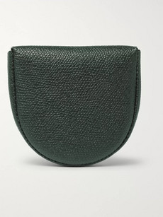 Valextra Pebble-grain Leather Coin Wallet In Green