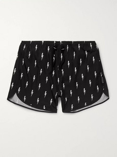 Neil Barrett Slim-fit Short-length Printed Swim Shorts In Black