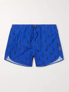 Neil Barrett Slim-fit Short-length Printed Swim Shorts In Blue