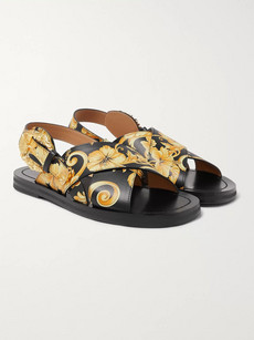 VERSACE PRINTED LEATHER SANDALS