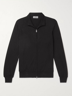 Canali Slim-fit Cotton Zip-up Cardigan In Black