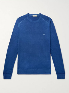 Etro Garment-dyed Merino Wool Sweater In Blue