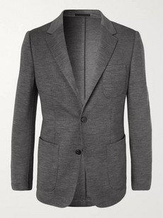 Z Zegna Grey Slim-fit Techmerino Wool-jersey Suit Jacket - Gray | ModeSens