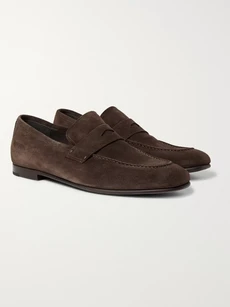 DUNHILL CHILTERN SUEDE PENNY LOAFERS