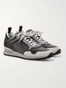 Dunhill Radial Runner Leather And Suede-trimmed Mesh Sneakers In Gray
