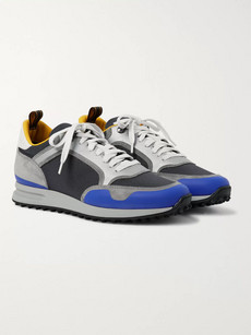 DUNHILL RADIAL RUNNER LEATHER AND SUEDE-TRIMMED MESH SNEAKERS