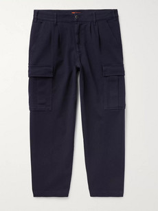 Barena Venezia Navy Trato Cropped Tapered Cotton-blend Twill Cargo Trousers