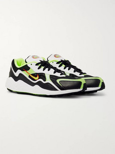 NIKE AIR ZOOM ALPHA MESH AND LEATHER SNEAKERS
