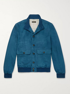 Loro Piana Malcolm Suede Bomber Jacket In Blue | ModeSens