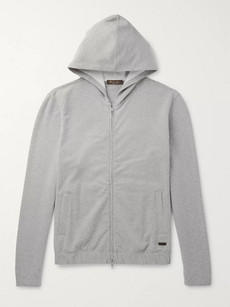 Loro Piana Loopback Stretch-cotton Jersey Zip-up Hoodie In Gray