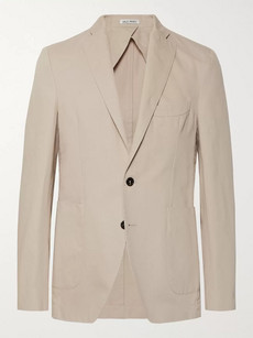 Salle Privée Sand Ross Slim-fit Unstructured Cotton And Linen-blend Twill Blazer In Neutrals