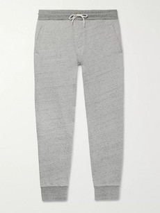 Mr P Tapered Mélange Loopback Cotton-jersey Sweatpants In Grey