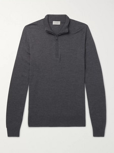 John Smedley Tapton Slim-fit Merino Wool Half-zip Jumper In Grey