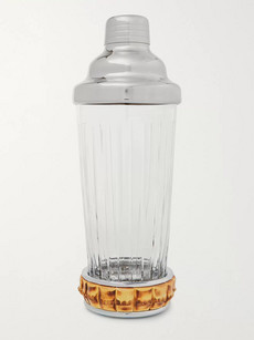 Lorenzi Milano Glass, Bamboo And Stainless Steel Cocktail Shaker In Clear