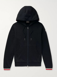 MONCLER MAGLIA STRIPED LOOPBACK COTTON-JERSEY ZIP-UP HOODIE