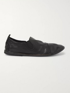 MARSÈLL CAP-TOE WASHED-LEATHER LOAFERS - BLACK