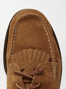 Yuketen Leather-trimmed Leopard-print Calf Hair Kiltie Derby Shoes In Brown