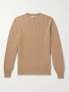 Brunello Cucinelli Contrast-tipped Cable-knit Cashmere Sweater In Neutrals