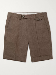 Brunello Cucinelli Linen Bermuda Shorts In Brown