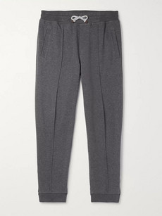 Brunello Cucinelli Tapered Cotton-blend Jersey Sweatpants In Gray