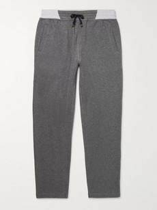 Brunello Cucinelli Tapered Mélange Cotton-blend Jersey Sweatpants In Gray