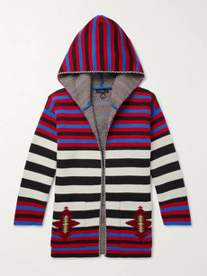 Alanui Striped Wool-jacquard Hooded Cardigan In Multi