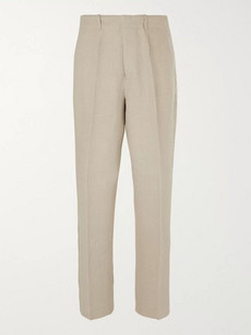 Our Legacy Striped Herringbone Linen Trousers In Neutral