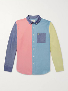 Aimé Leon Dore Button-down Collar Colour-block Cotton Oxford Shirt In Multi