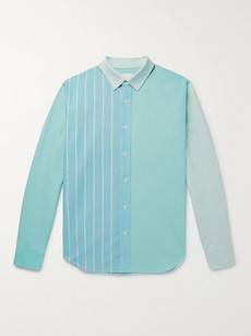 Aimé Leon Dore Slim-fit Button-down Collar Colour-block Cotton Oxford Shirt In Blue