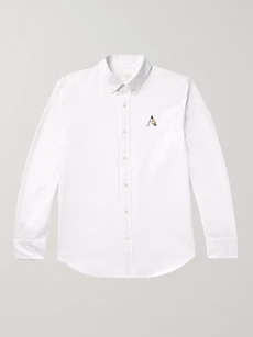 Aimé Leon Dore Button-down Collar Logo-embroidered Cotton Oxford Shirt In White