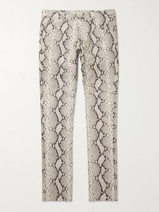 ALYX SLIM-FIT SNAKE-PRINT LEATHER TROUSERS