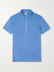 Massimo Alba Slub Linen Polo Shirt In Blue