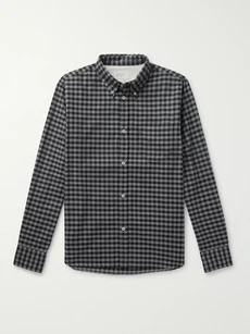 Universal Works Button-down Collar Gingham Brushed Cotton-flannel Shirt ...