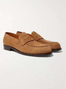 Mr P Dennis Collapsible-heel Suede Loafers In Brown