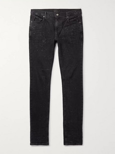 Rta Skinny-fit Paint-splattered Stretch-denim Jeans In Black