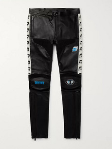 Undercover Skinny-fit Printed Leather Biker Trousers In Black