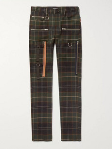 Undercover Skinny-fit Checked Wool Trousers In Green