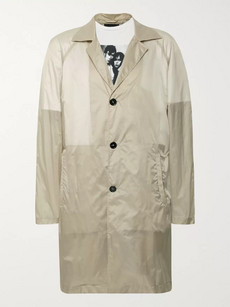 Raf Simons Layered Printed Cotton-jersey And Shell Raincoat In Neutrals